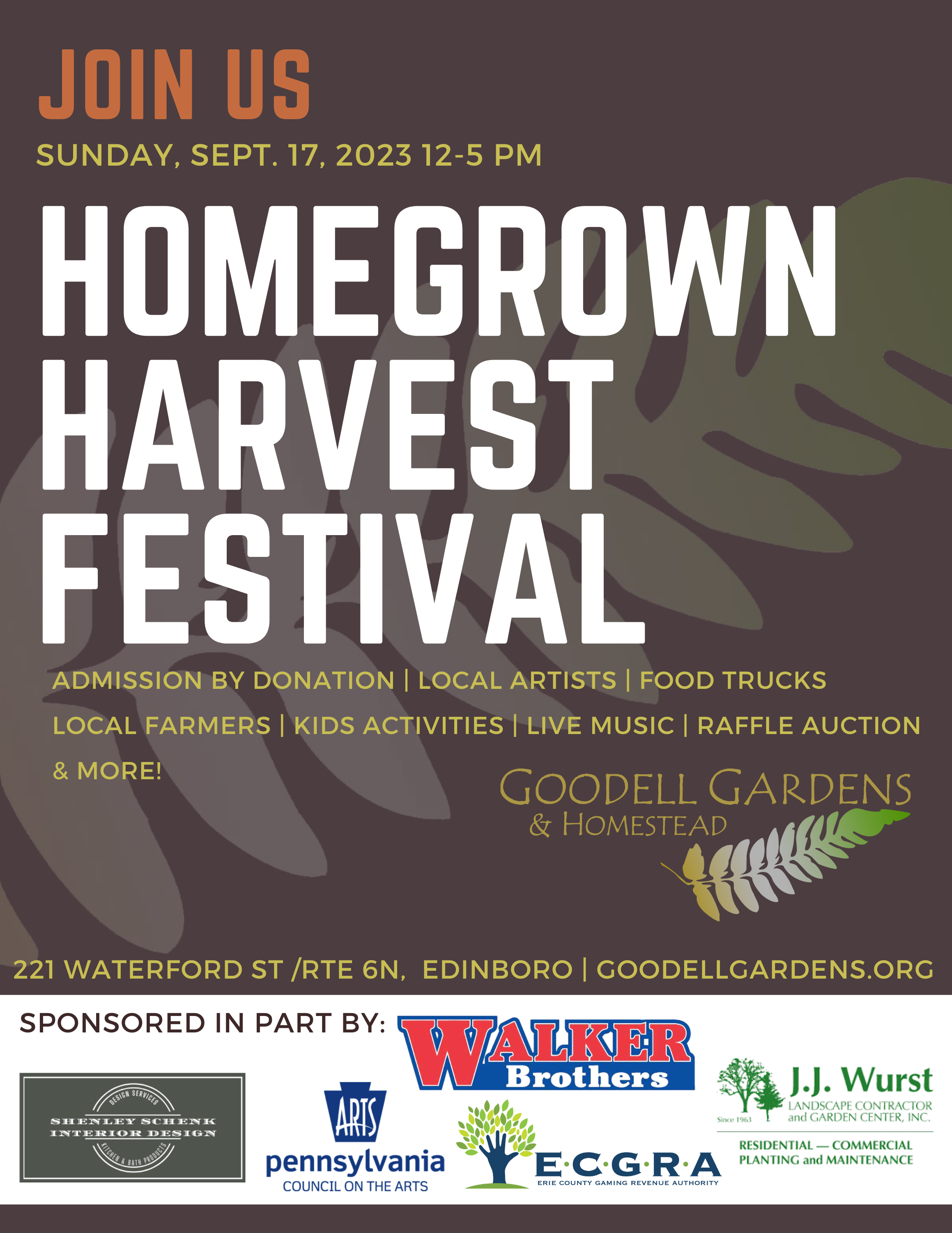 RETURN OF THE FEST — Homegrown Harvest Festival Returns Sunday, Sept. 12 –  Goodell Gardens & Homestead